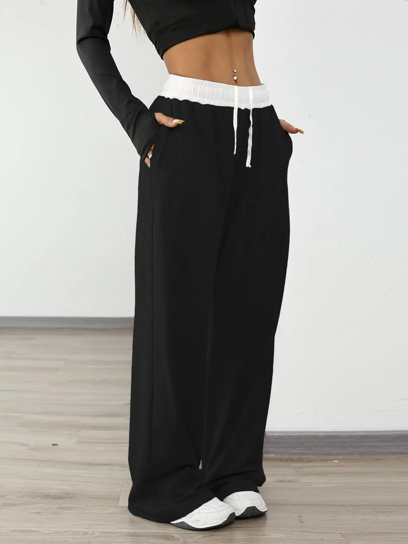 Women's Colorblock Print Drawstring Waist Sweatpants, Casual Elastic Waist Jogger Pants for Outdoor Daily Wear, Ladies Bottoms for All Seasons