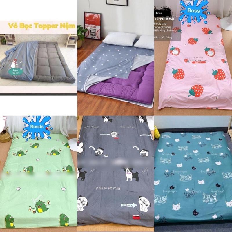 Vỏ Bọc Nệm Topper 2 mặt có kéo khoá mau ngẫu nhien
