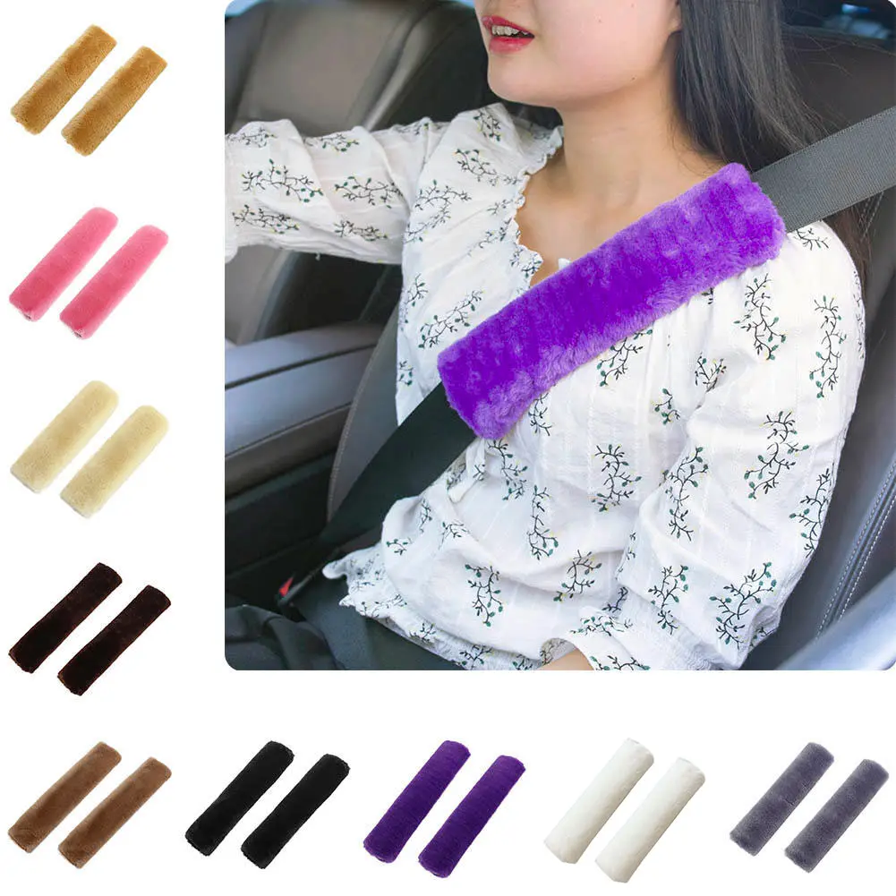 2Pcs Car Seatbelt Shoulder Pad Comfortable Driving Seat Belt Vehicle Soft Plush Auto Seatbelt #271205