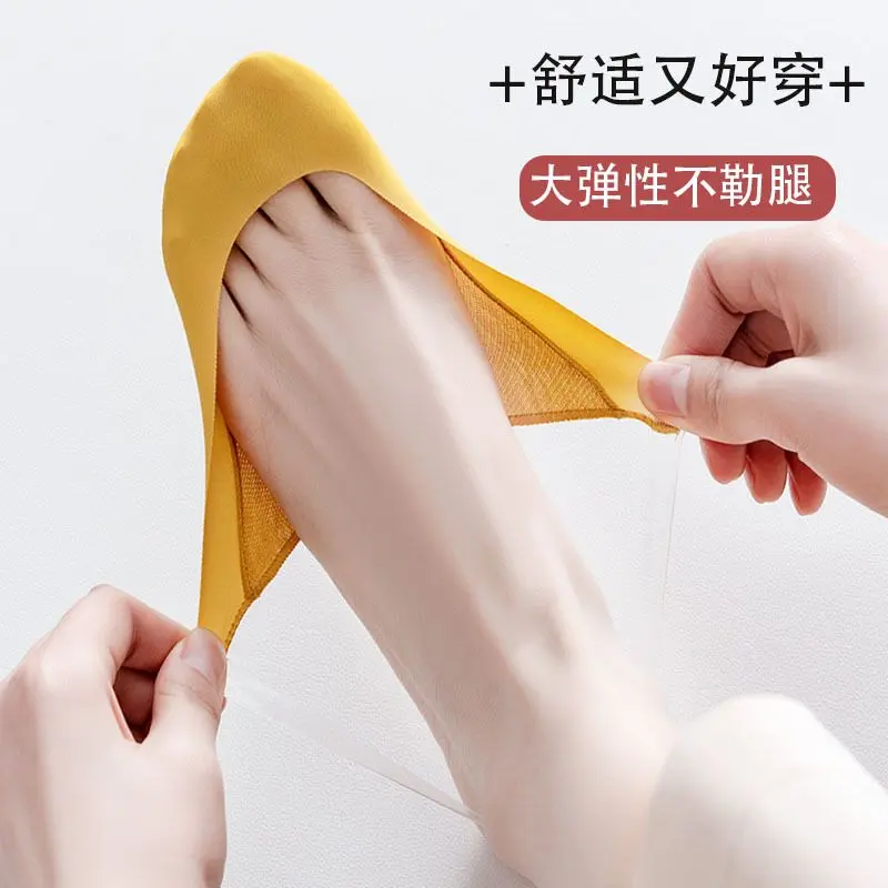 Dây Đeo Trong Suốt, Chất Liệu Lụa Lạnh Không Trơn Trượt, Giày Cao gót, Dép Mỏng Mùa Hè, Tất Thuyền Vô Hình Tất Nửa Ngón Chân Không Rơi, Dành Cho Nữ, Năm 2025