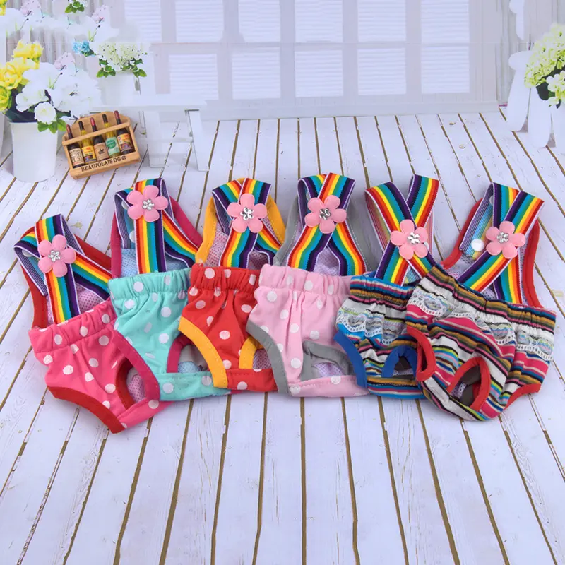 Tã Cho Chó Cái, Dễ Thương, Thoải Mái, Có Thể Giặt Được, Chấm Bi, Sọc, Tã Vệ Sinh Cho Thú Cưng, Quần Sinh Lý Cho Gia Đình 6