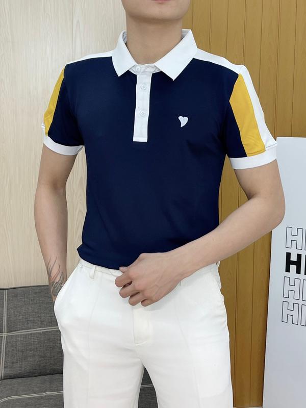 ÁO PHÔNG CỔ NAM PHOM ÔM THÊU HÌNH TIM CHẤT MÁT THẤM HÚT TỐT THÔNG THOÁNG. Menswear Polo