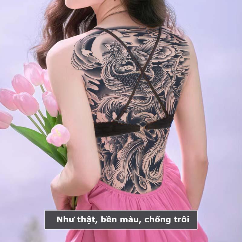 Hình xăm 15 ngày full lưng BD-016 hình phượng hoàng, miếng dán hình xăm nhật cổ chống nước