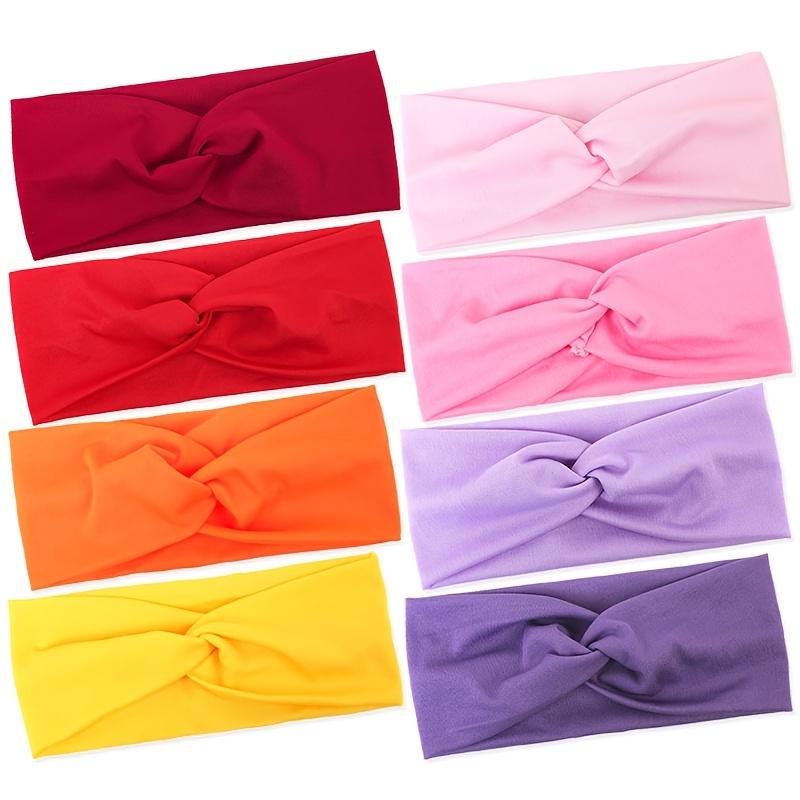 1pc Solid Color Elastic Head Band Knotted Head Wear Sweat Absorbent Hair Band For Yoga Gym Sport 5