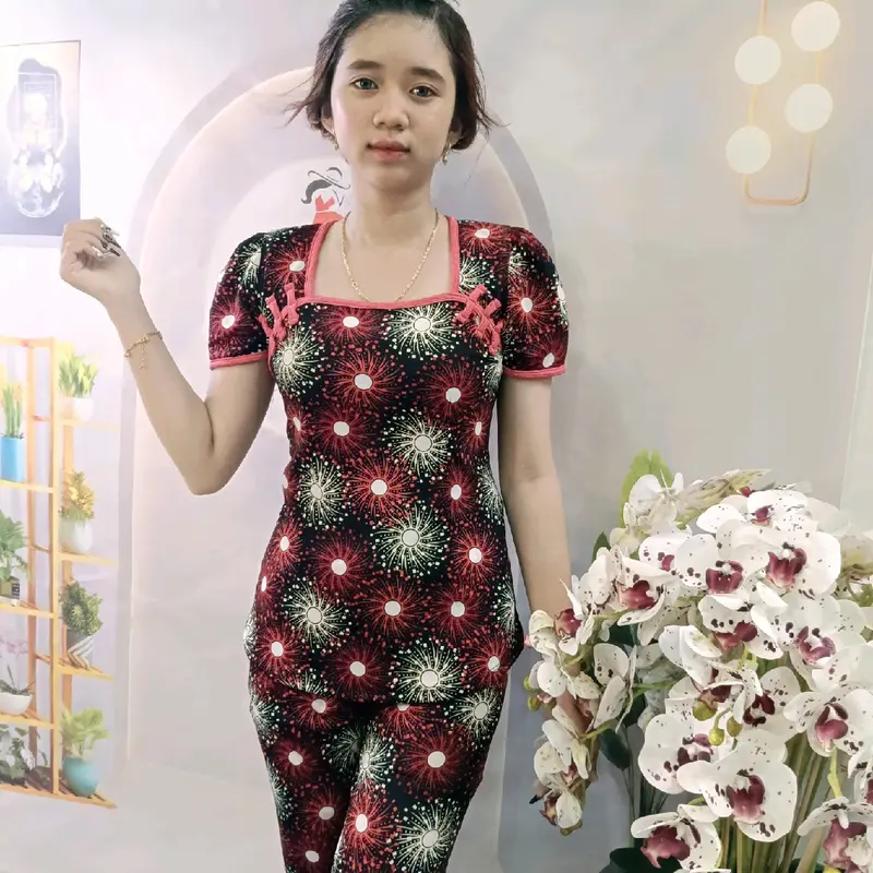 (Mã tặng quà)Đồ bộ thun aty cổ tàu quần dài ống ôm size 40kg-70kg 2