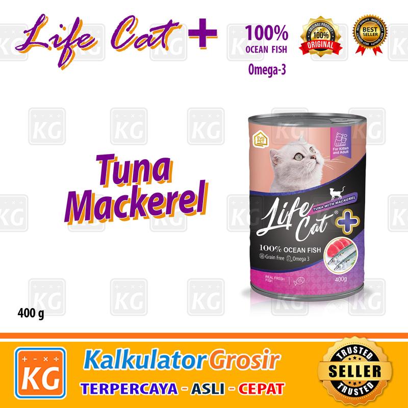 MAKANAN KUCING LIFE CAT PLUS KALENG KITTEN ADULT 400GR + WHOLE FISH CHUNKY TUNA WITH MACKEREL SALMON BASAH CAN WET FOOD CAN MAKANAN BASAH KUCING DEWASA DAN ANAKAN 4