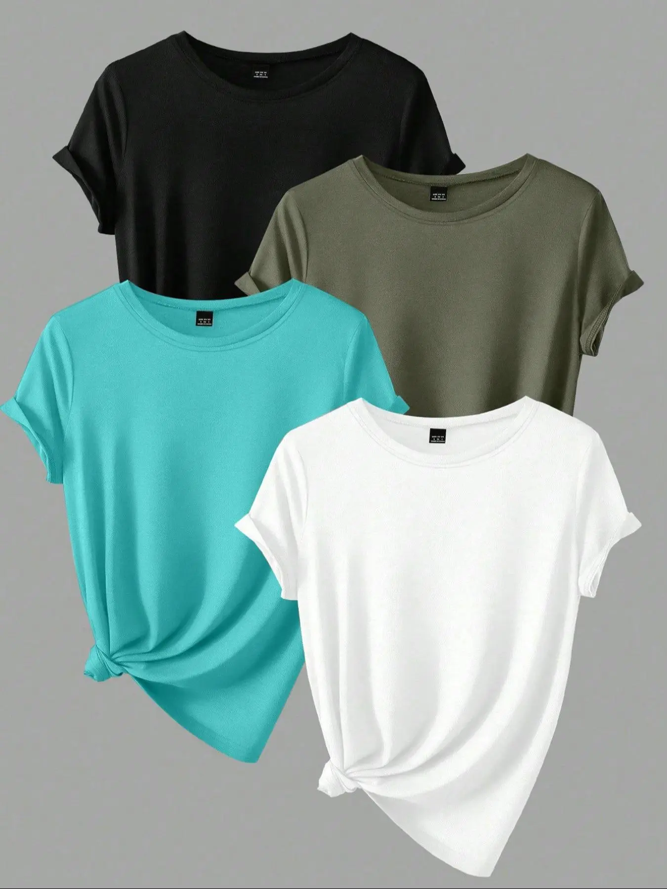 【Plus Size】 Solid Round Neck Tee, Casual Minimalist Short Sleeve Crew Neck T-Shirt for Summer, Women's Clothing for Daily Wear
