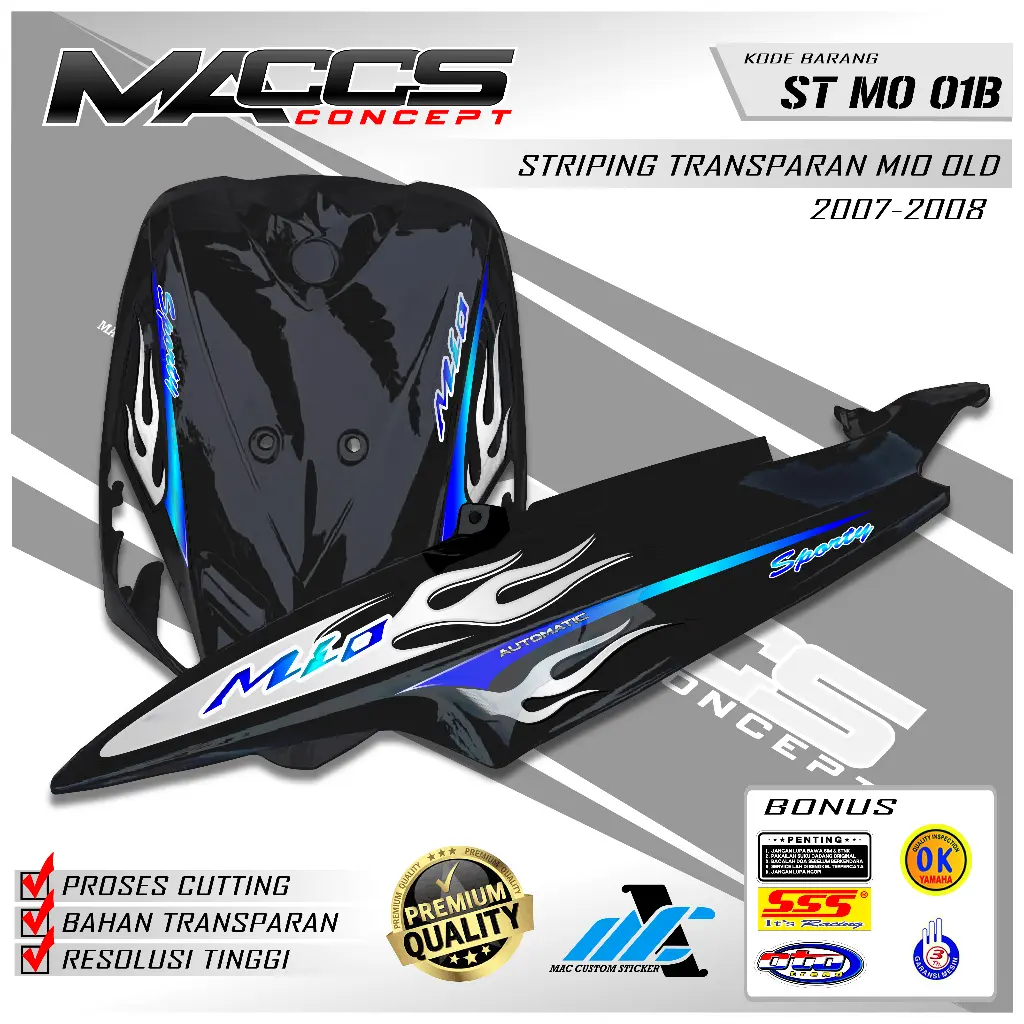 STIKER STRIPING TRANSPARAN MIO SOUL OLD, NEW DESIGN API HOT WHEELS MIO OLD BEST SELLER, KODE ST MO 01 Motorcycle