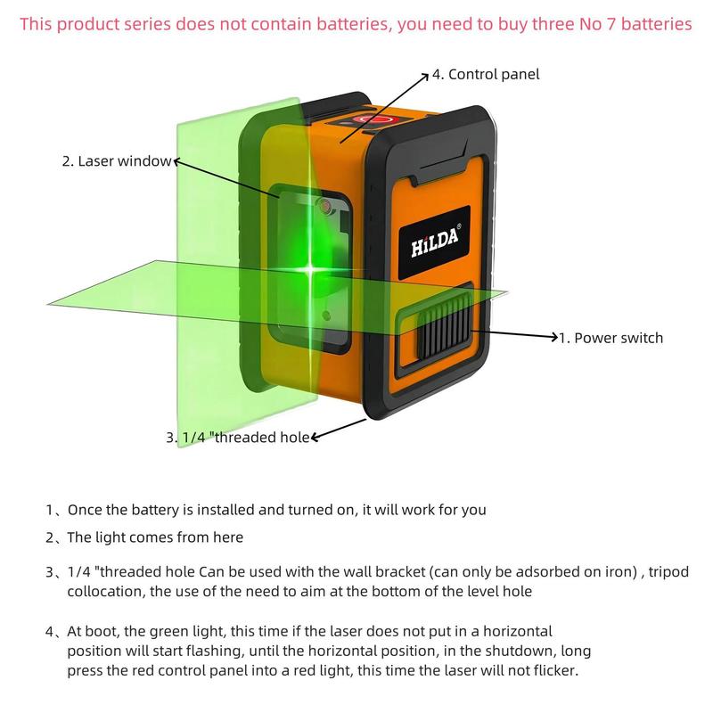 HILDA Portable Laser Level with Storage Bag, Waterproof & Dust-proof Level, Mini Level Tool for Home Office, Professional Optical Instrument for Home & Daily Use, Gifts 5