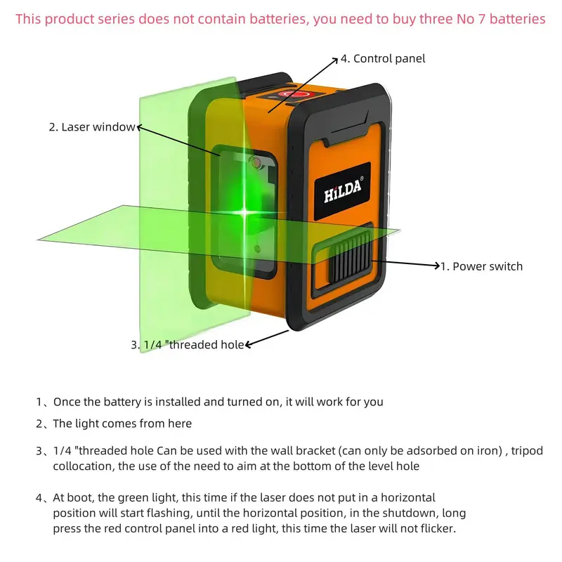 HILDA Portable Laser Level with Storage Bag, Waterproof & Dust-proof Level, Mini Level Tool for Home Office, Professional Optical Instrument for Home & Daily Use, Gifts 4