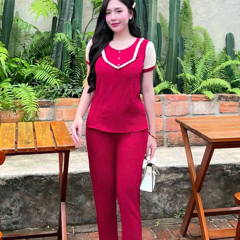 Đồ bộ nữ mặc ở nhà thun xốp quần dài mát mẻ siêu mềm- cn155 Women Áo dobo tay