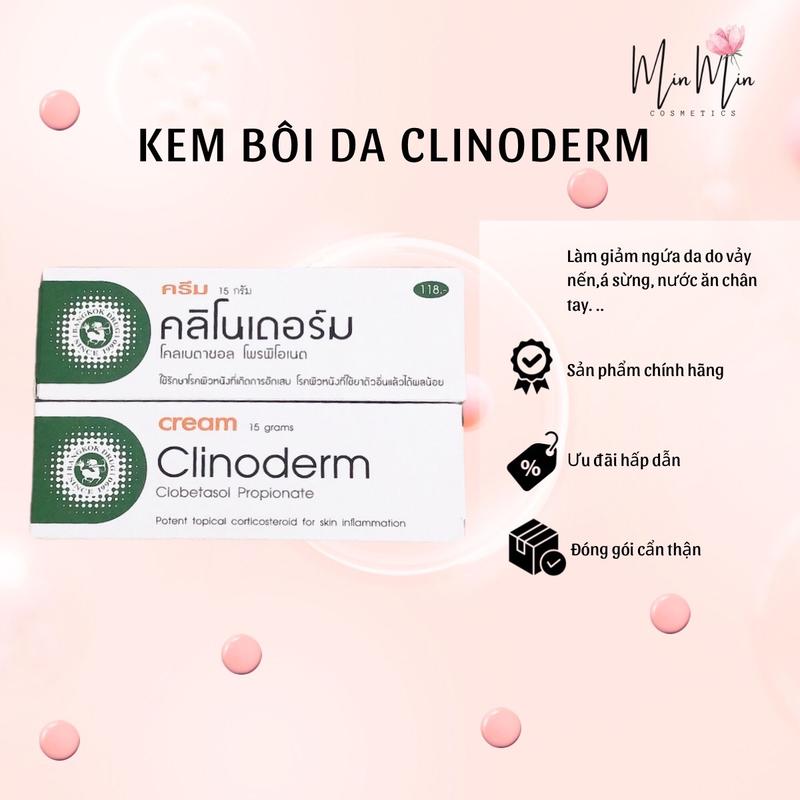   Combo 2 tuýt  Kem bôi ngoài da khô da vẩy nến ngứa da Clinoderm 15gam Thái lan 