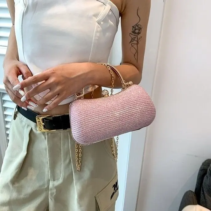 Túi Nữ, Dễ Phối Đồ Thiết Kế Thời Trang Độc Đáo Dây Xích Mỏng Và Lấp Lánh túi Messenger Cầm Tay Phong Cách Ins Mới 2024, Hợp Xu hướng, Thời Trang Bag 7