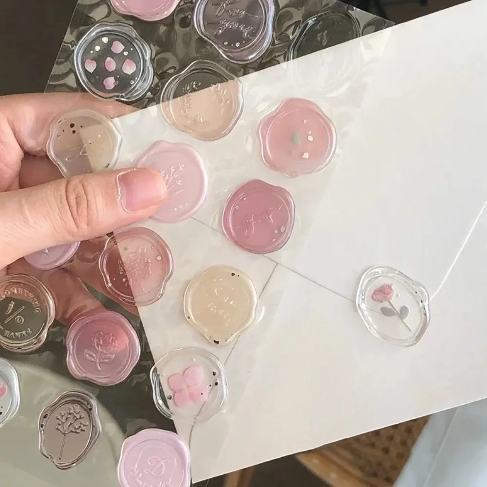 15Pcs/set Stationery Butterfly Envelope Sealing Sticker Envelope Decoration DIY Scrapbooking Wax Seal Stamp Stickers Label Flower Drop Glue Stamp Tags Diary