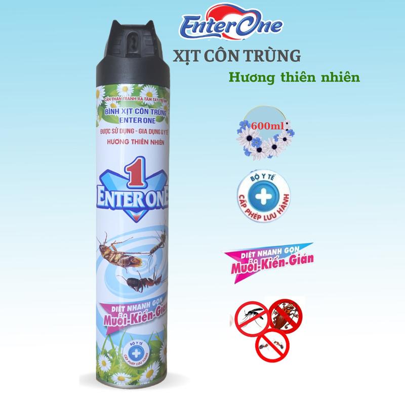 Bình xịt côn trùnġ EnterOne hương hoa thiên nhiên 600ml Xit diệt kiến diệt gián diệt muỗi, xịt côn trùnġ hiệu quả an toàn được Bộ y tế cấp phép Nhang