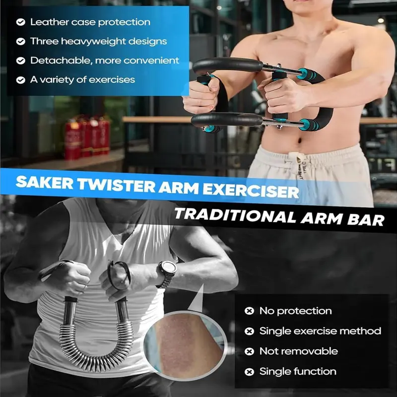 Adjustable Arm Trainer, Portable Power Twisted Bar, Detachable Design Fitness Equipment for Home Gym, Gym Accessories for Men and Women,  Gym Set 5