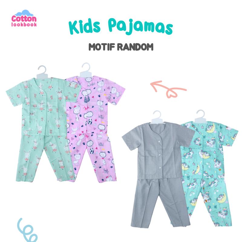 COTTON LOOKBOOK - PIYAMA KATUN KIDS MOTIF KARTUN RANDOM ANAK LAKI LAKI PEREMPUAN / COWO / CEWE 1