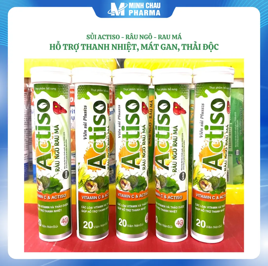 [Độc Quyền]-{Combo 4 Lọ} Viên Sủi Actiso Râu Ngô Rau Má tuýp 20v x 4g Vitamin tổng hợp Tuba