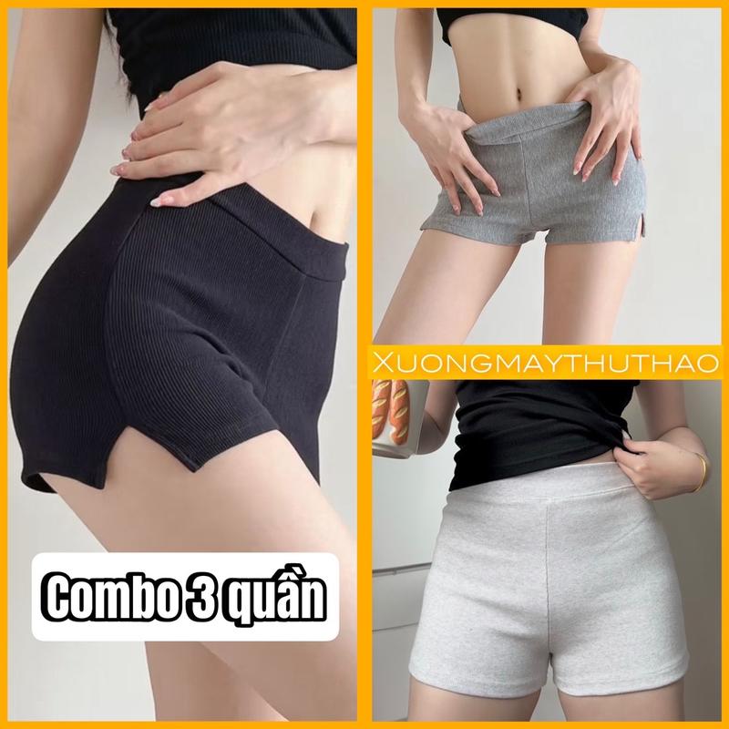 Đen - Ghi Tối - Ghi Sáng Sét 3 quần đùi tăm xẻ gấu BIGSIZE