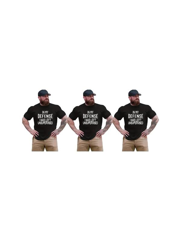 Men's Slogan Print Round Neck Tee, Regular Fit Fashion Crew Neck Short Sleeve T-shirt, Comfort Summer Clothes, Going Out Top 6