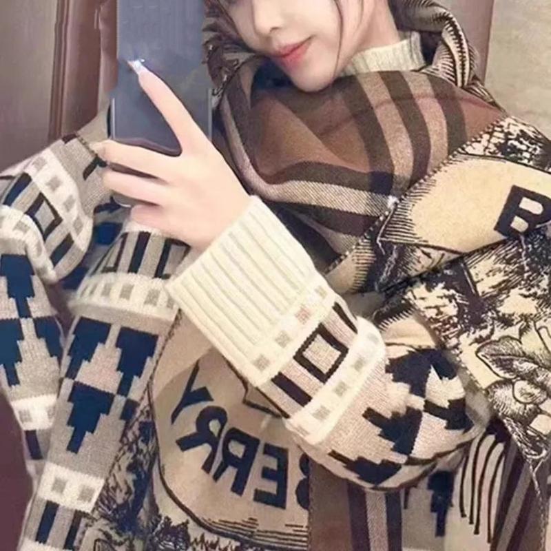 Product Introduction of Khăn Quàng quàng cổ cashmere nhân tạo hai mặt, họa tiết kẻ sọc ngựa, dành cho phụ nữ, thời trang mới cho mùa đông, tua rua, khăn quàng choàng bên ngoài ấm áp, thương hiệu nổi tiếng Hoa Women 3