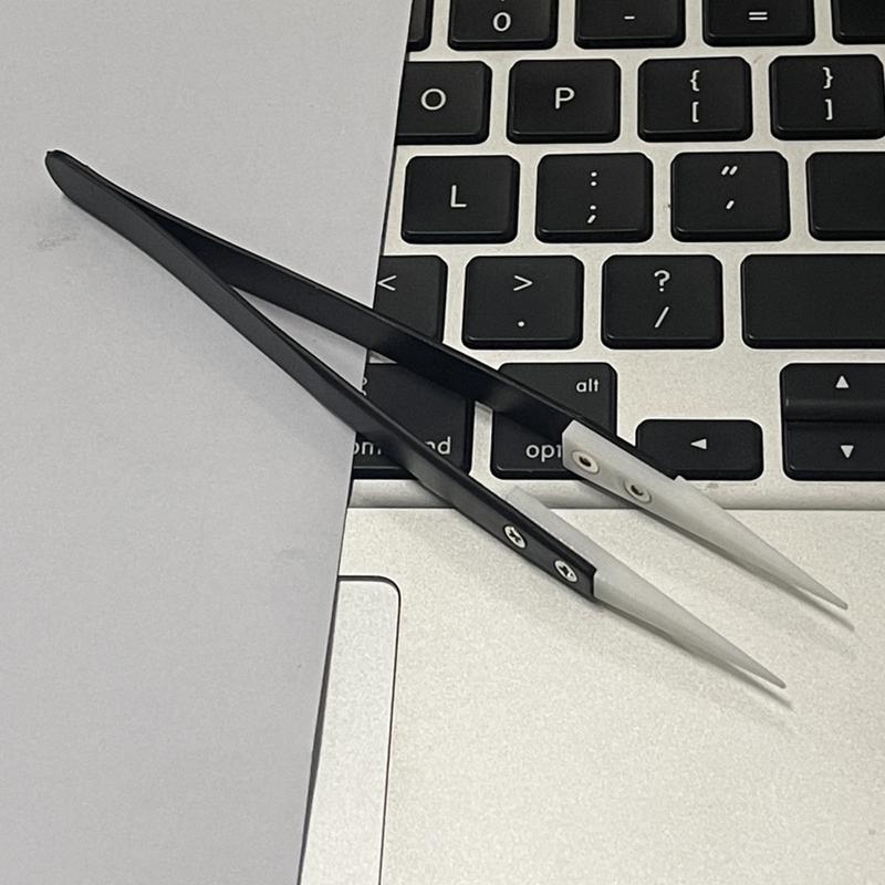 Ceramic Clips Reverse Tweezers Anti-static Insulated 3PCS Straight Curved Clips 2