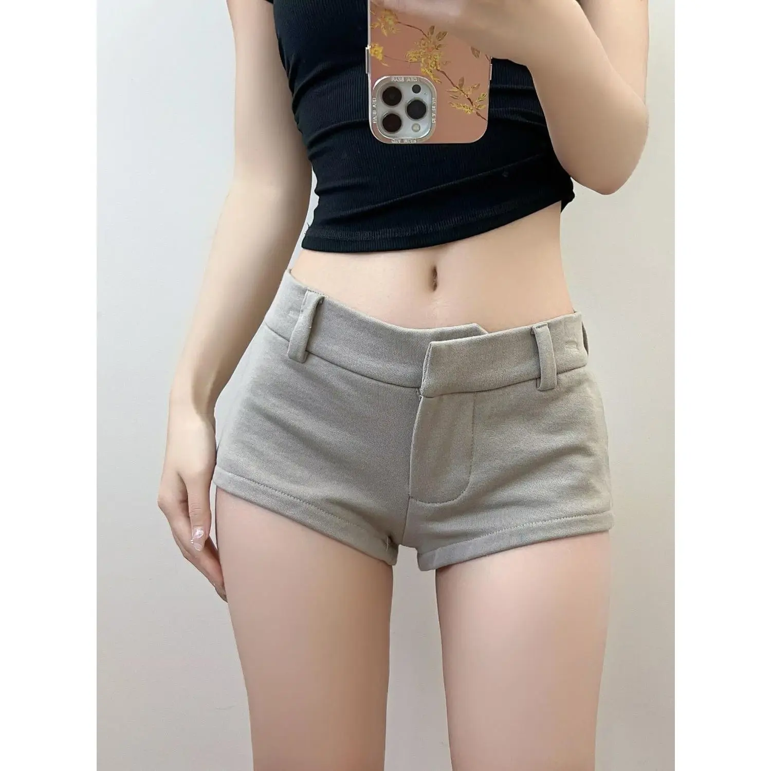 Quần Short Nóng Bỏng, Thiết Kế Cá Tính, Phong Cách Ôm Sát Mỏng Ngọt Ngào, Móc Ẩn Gợi Cảm Cô Gái Nóng Bỏng, Dễ Phối Đồ, Mỏng Vừa Vặn, Siêu Ngắn, Dành Cho Nữ, Hàng Mới Về Mùa Hè Women Pants