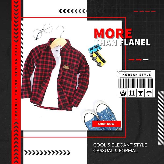 Twinbee Kemeja Flanel Anak Laki Laki Lengan Panjang Usia 1 2 3 4 5 6 7 Tahun Import Cream Biru Merah Korean Style Premium 3