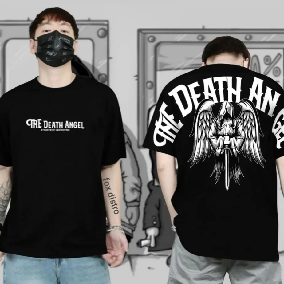 Atasan Kaos T-Shirt Pria Distro Streetwear Motif Sablon THE ANGEL Lengan Pendek Terbaru Keren Viral - COD