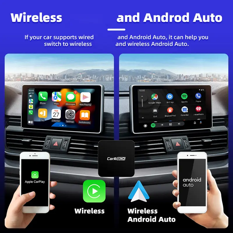 CarPlay không dây, Hộp Android Auto, Có dây và không dây, Cắm và chạy USB, Tương thích với tất cả các mẫu ô tô 4