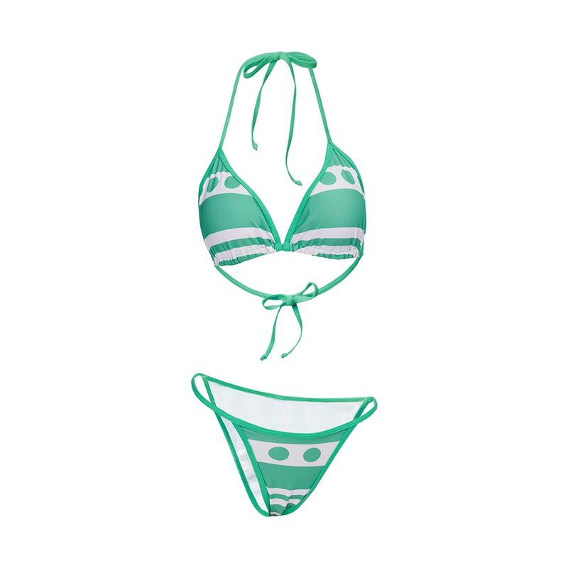 Nami Cosplay Costume Nami Swimsuit Anime Two Years Later Nami Two Piece Sexy Bikini Swimsuit Nami Sexy Green Top Pants Bathing Suit 0