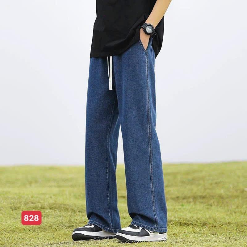 Quần baggy jean nam trơn không rách ống rộng màu xanh dương đậm chất bò dãn nhẹ B828 dáng chuẩn Menswear Pants Có Túi  - TCS Trùm Chuyên Sỉ