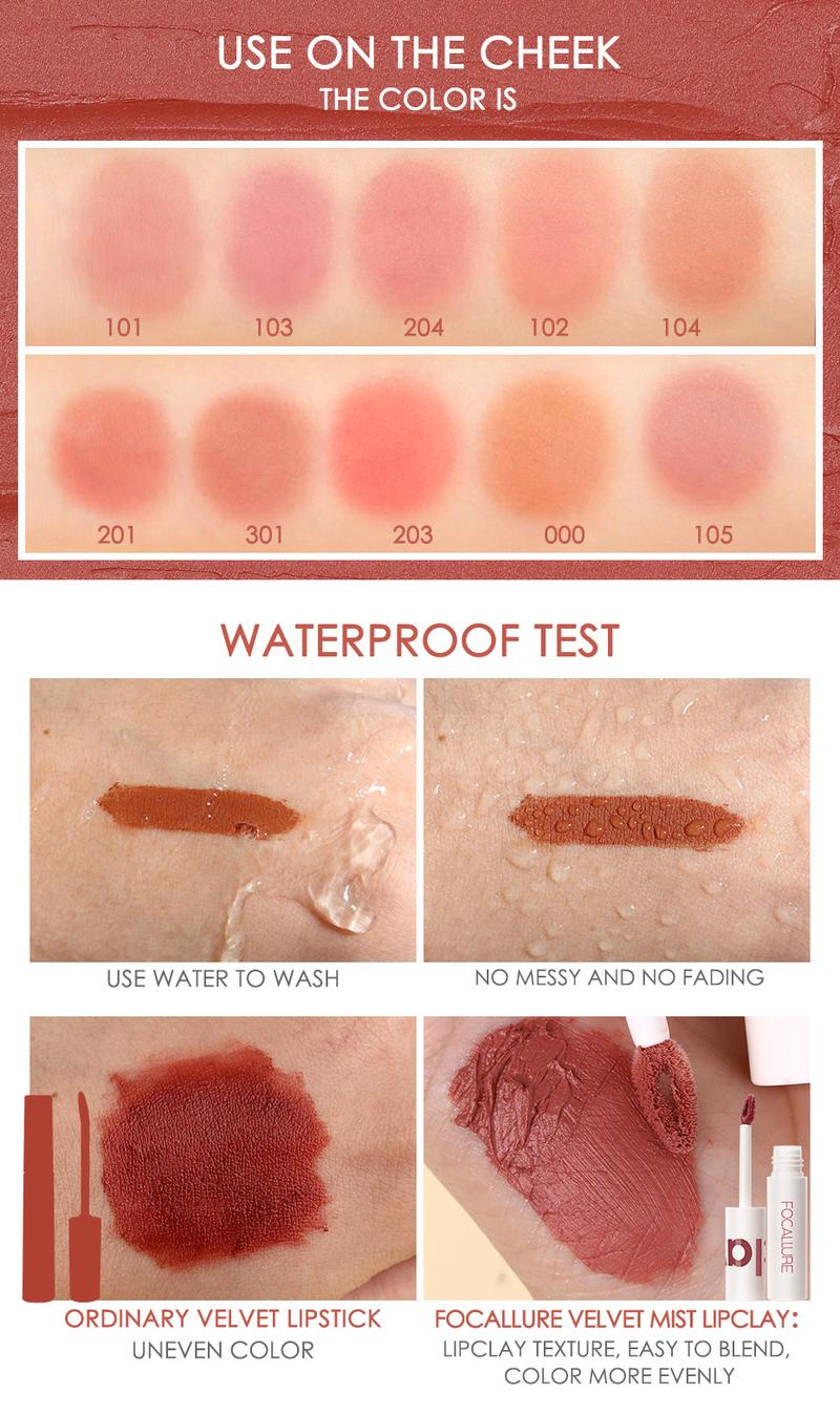 Product Introduction of FOCALLURE MOUSSE MATTE VÀ SON MÔI BÓNG MƯỢT VELVET-MIST HIGH PIGMENTATION MATTE LONG-LASTING LIPSTICK 42