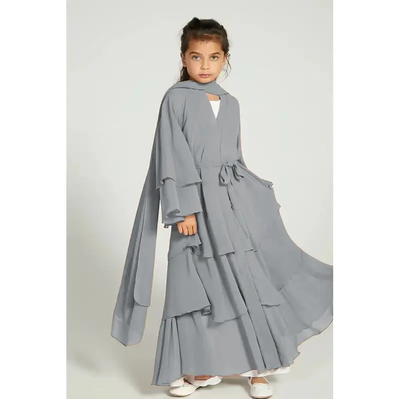 Direct Supply Yiduo New Elegant Three-Layer Chiffon Children's Clothing Elegant Dress 21462 Children's Clothing without Headscarf