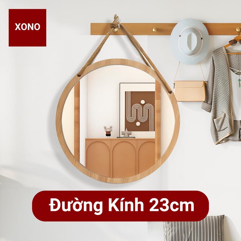 SIZE 23CM Gương Tròn Khung Gỗ Dây Thừng Treo Tường Decor Nhà Cửa Cửa Hàng Nhiều Size Bao Bể Vỡ.