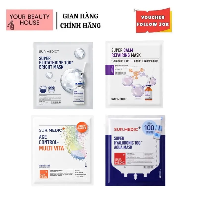 [ Sur.Medic] Mặt Nạ Giúp Dưỡng Trắng Dưỡng Ẩm Da - Full Hộp (10 miếng) 0