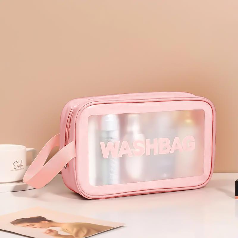 Translucent Makeup Bag with Handle, Portable & Dustproof & Large Capacity Cosmetics Storage Bag, Zipper Makeup Organizer Pouch, Wet & Dry Uses Storage Bag, Christmas Gift 3