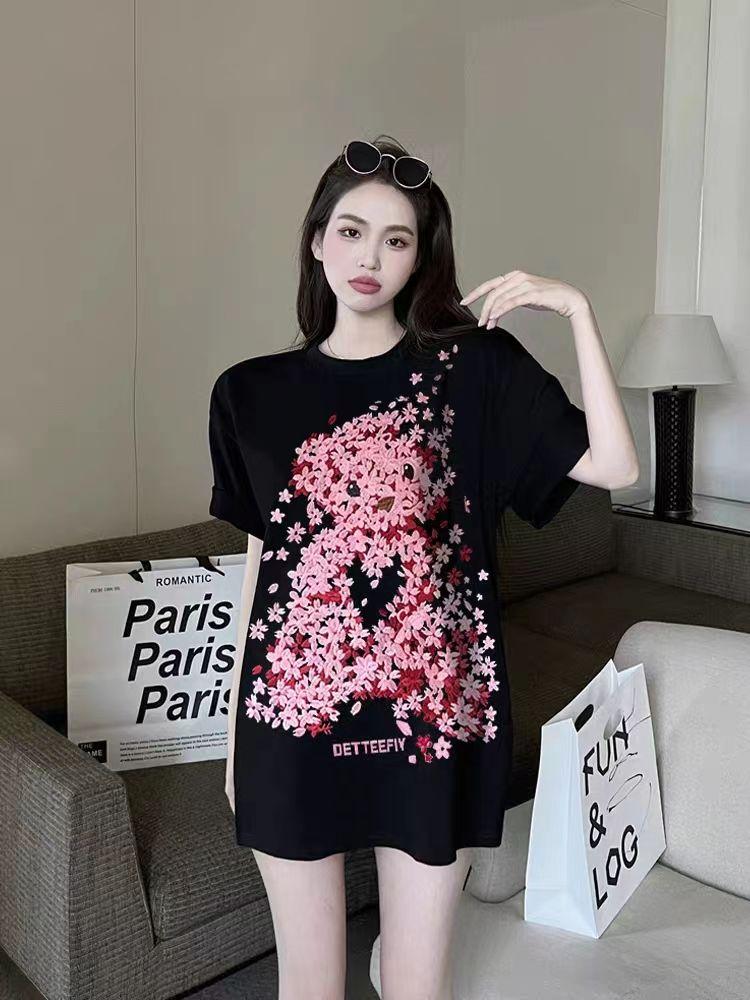 Product Introduction of Áo Thun Mùa Hè, Phong Cách Phương Tây, Chất Liệu Cotton Nguyên Chất, In Hình Gấu, Hợp Xu hướng Và Người Nổi Tiếng Trên Internet, Dành Cho Nữ, Mỏng, Dễ Thương Và Gợi Cảm, Dễ Phối Đồ, Áo Bó Sát, Phong Cách Instagram 1