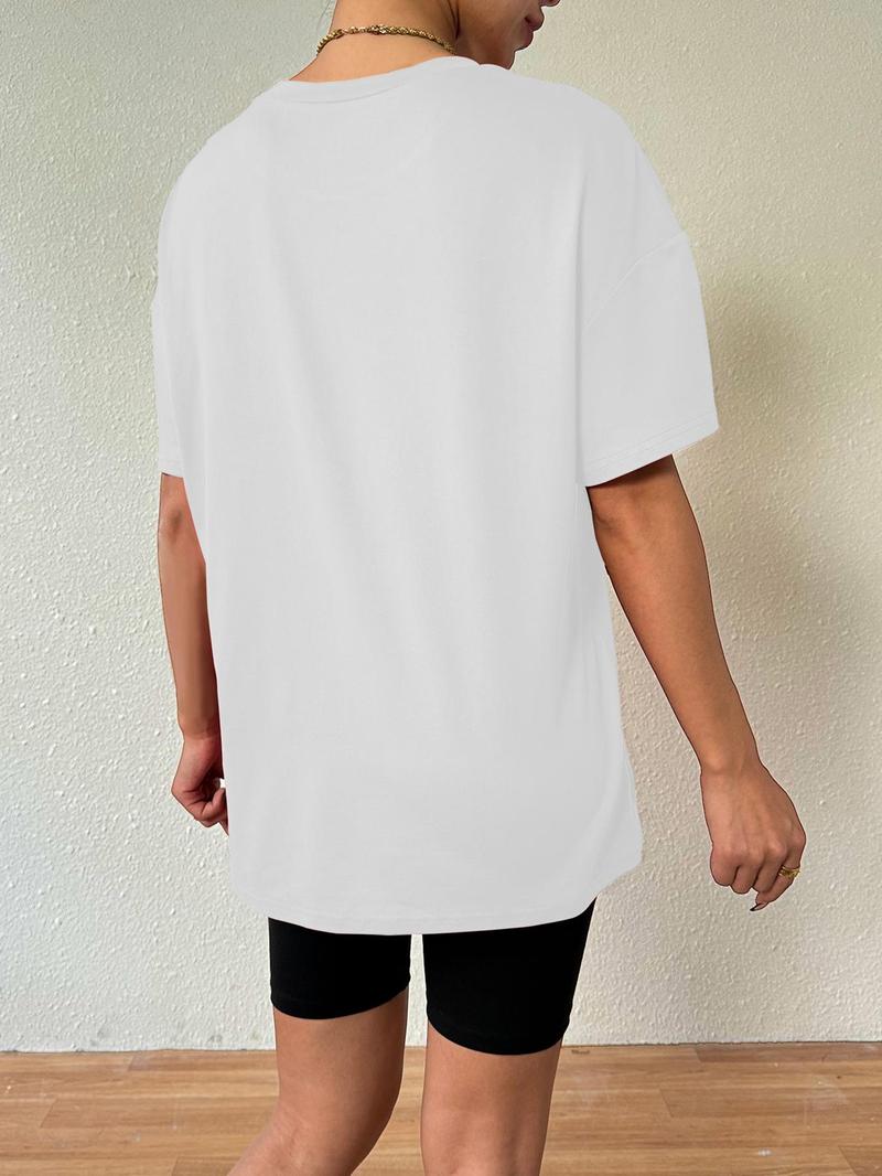 Product Introduction of Women's Floral Print Drop Shoulder Tee, Casual Half Sleeve Round Neck T-Shirt for Summer, Ladies Clothes for Daily Wear 10