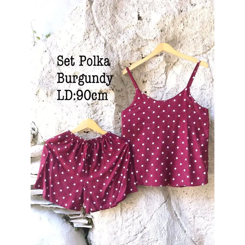 ONE SET PIYAMA TANKTOP POLKA Setelan Rayon Wanita 5