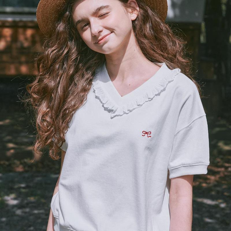 Ron Ron_V NECK TORCHON COLLAR HALF SWEATSHIRT 0