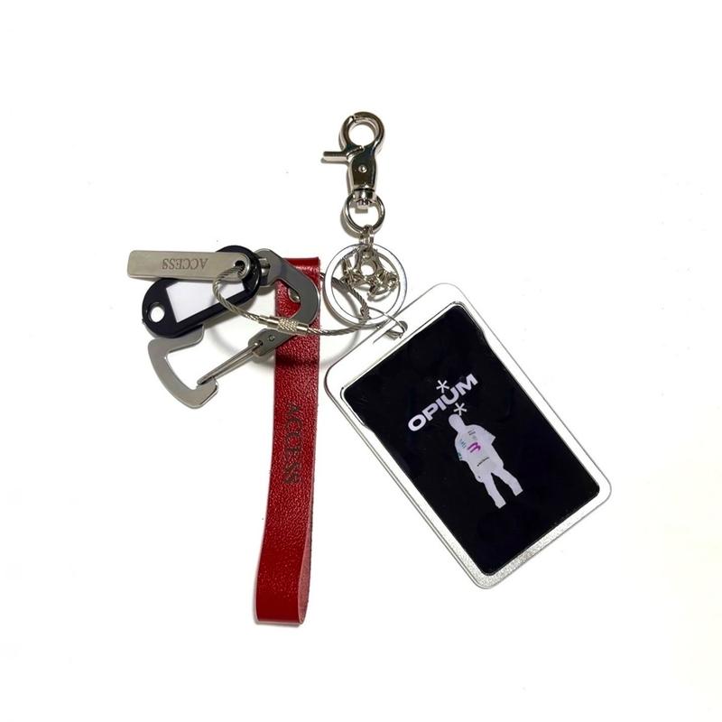 Móc khoá keychain Access da bò card holder kim loại Opium Keychain 4