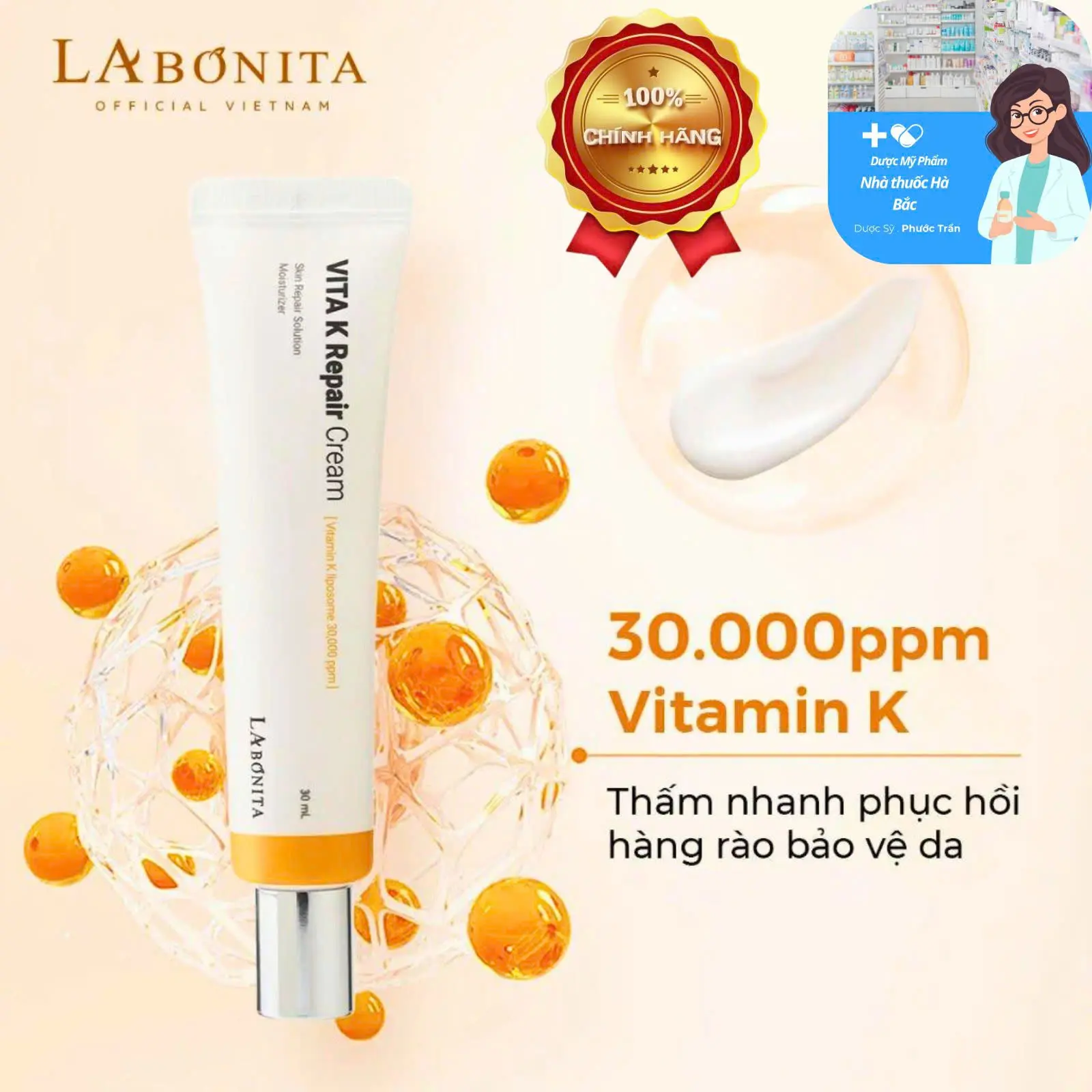 Kem phục hồi làm dịu da vitamin K Labonita 30ml Skincare Chăm Sóc Da Làm Đẹp Da