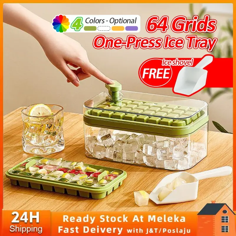 64 Grid ICE Cube Maker Mould ICE Cube Tray With Top Cover Silicone ICE Cube Mould Silikon Dulang Ais Dengan Penutup