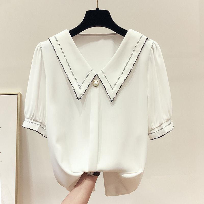 Quần Áo Nữ Mùa Hè, ngắn Tay, Ngoại Cỡ, Áo Cổ Chữ V, Dáng Rộng Vừa Vặn, Thiết Kế Đẹp, Vải Voan Hợp Xu hướng Thích Hợp Cho Độc Đáo, Thời Trang, 150,00kg, Hàng Mới Về 1
