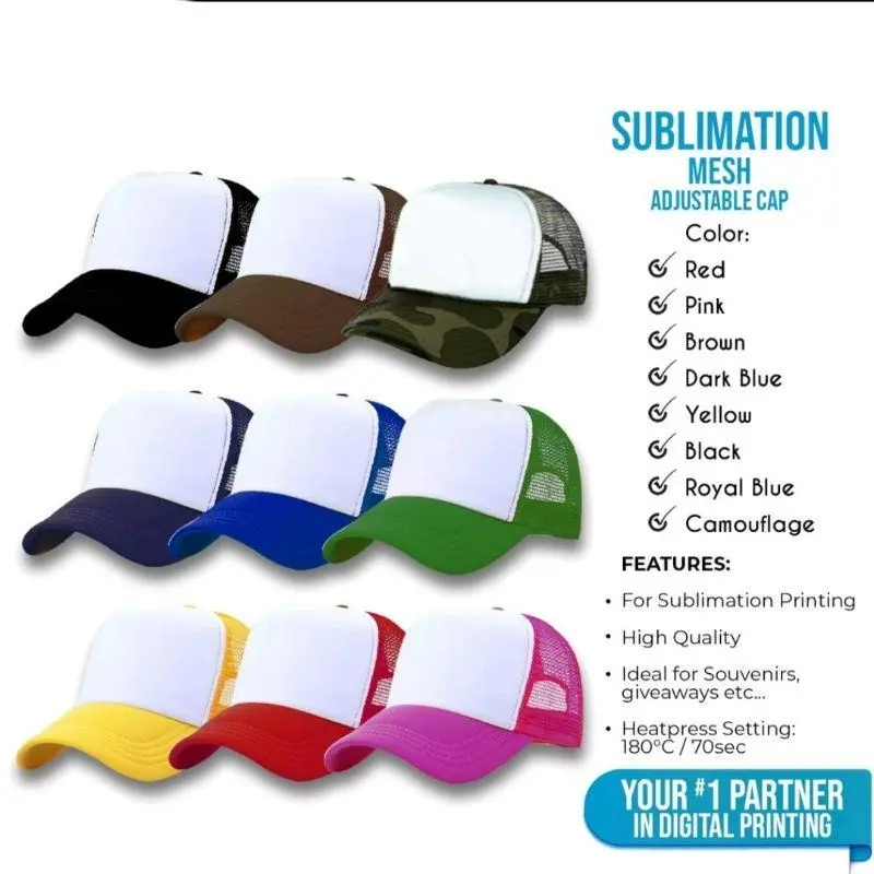 Unisex Sublimation Mesh Cap for Sports Adjustable Snapback Closure and Breathable Design