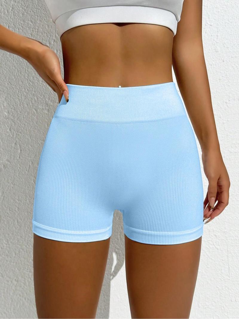 Product Introduction of Women's Solid Color Ribbed High Waist Gym Shorts, Slim-fitting Casual Breathable Comfortable Skinny Shorts for Yoga Gym Workout Running, Ladies Sportswear for Indoor Outdoor Wear 3