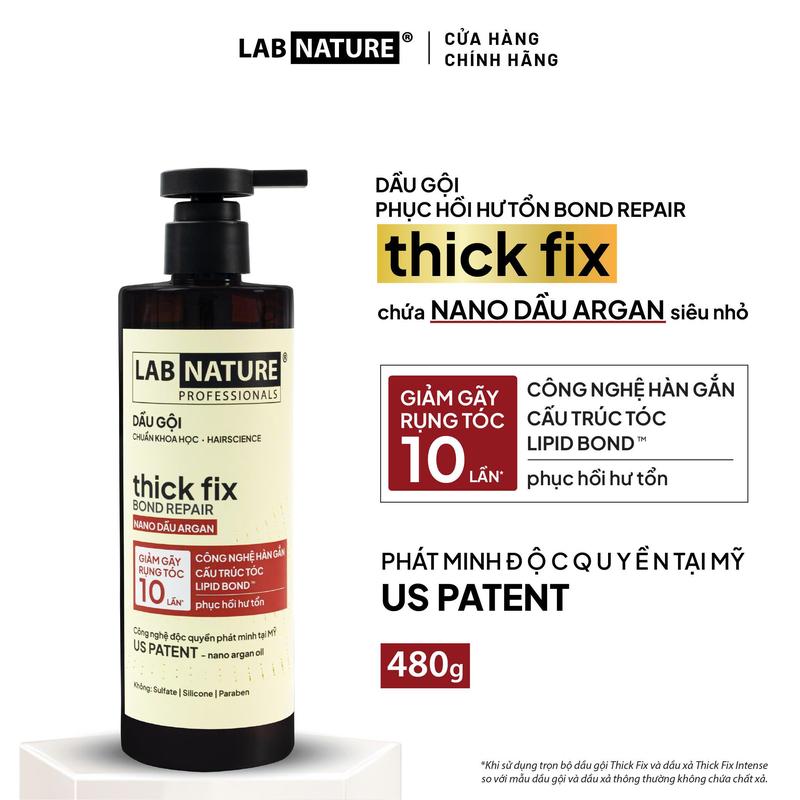 Dầu gội Ngăn rụng tóc Lab Nature Thick Fix - Công Nghệ Hàn Gắn Cấu Trúc Tóc - 480g