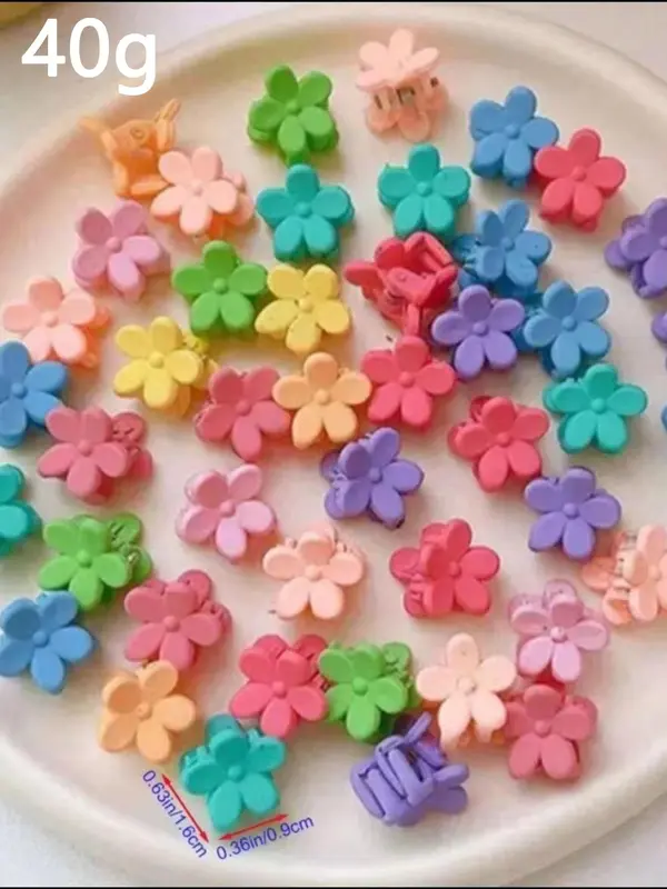 Random Style Colorful Flower & Star Design Hair Clips Claw, 2024 New Style Cute Hair Accessories for Women & Girls, Minimalist Headwear Suitable for Thick Hair Hairstyles Ideas 1