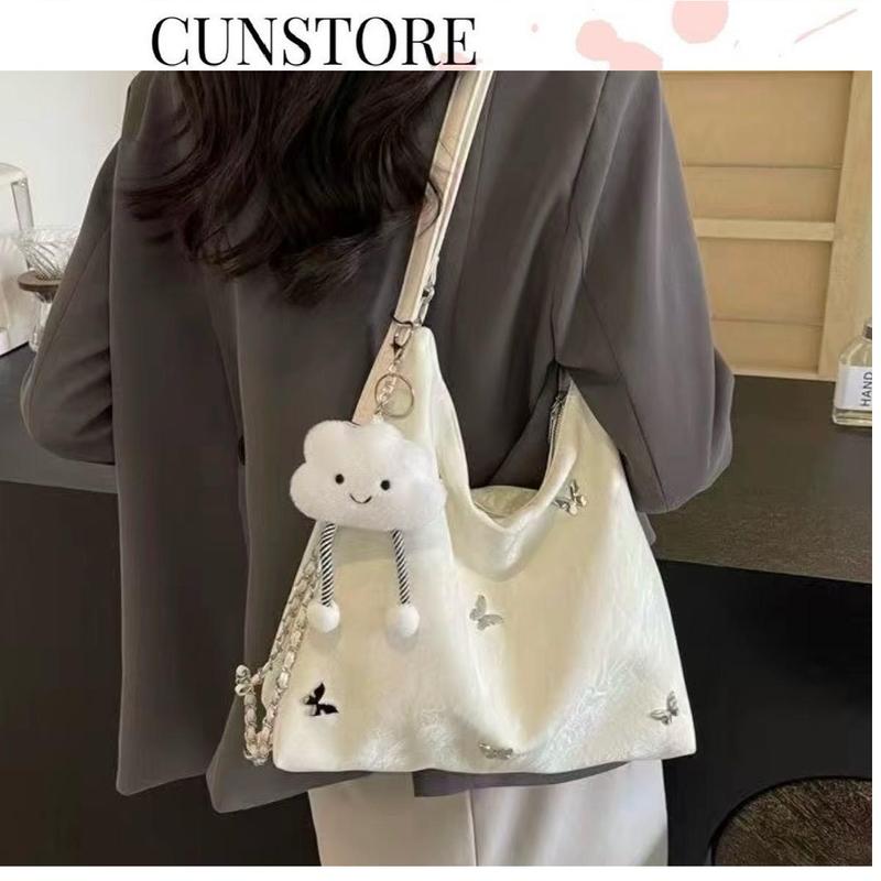 (Tri Ân Kèm Móc Mây) Túi Xách Nữ Đính Phụ Kiện Da Nhung Đinh Dễ Thương Bag Đeo Chéo Đeo Vai CUN049